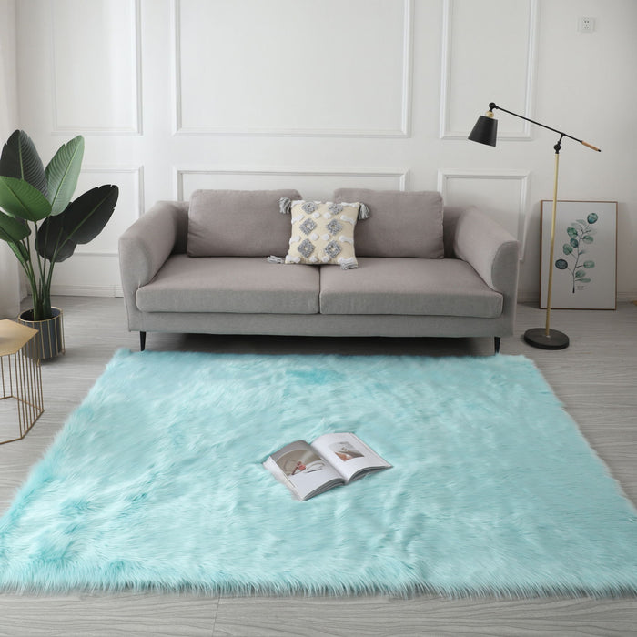 Cozy Collection Ultra Soft Fluffy Faux Fur Sheepskin Area Rug Teal