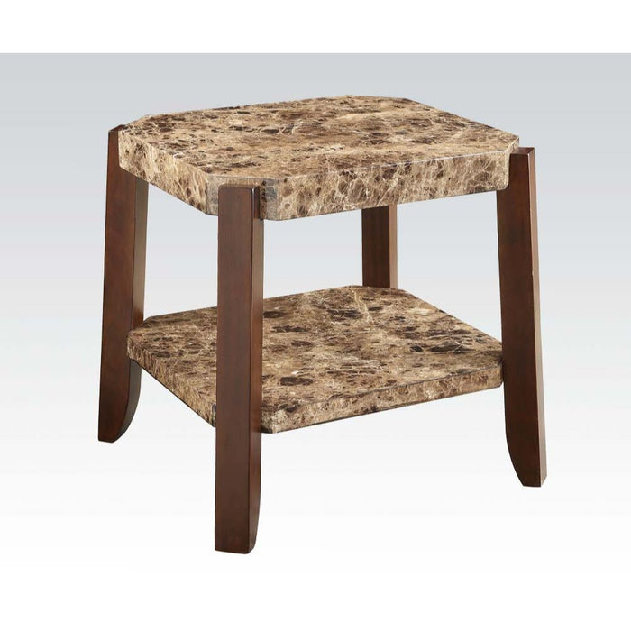 Dacia - End Table - Faux Marble & Brown Unique Piece Furniture