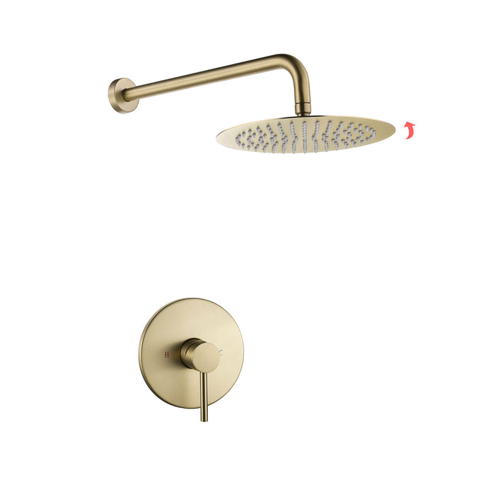 Complete Shower System With Rough In Valve Gold