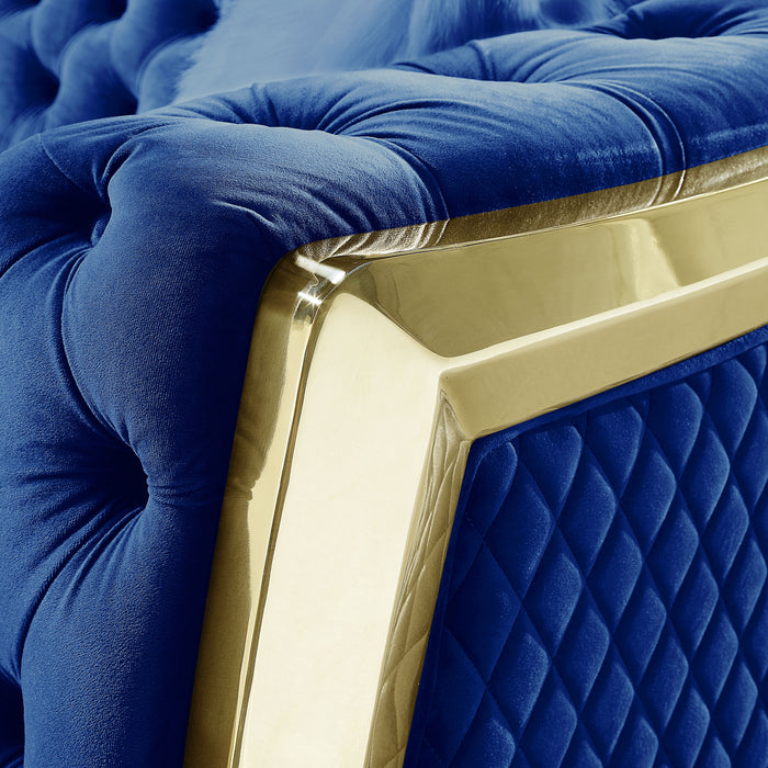 Velvet Stainless Steel Frame Surround Upholstered Loveseat - Blue