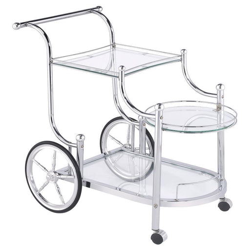 Sarandon - 3-Tier Serving Cart - Chrome And Clear Unique Piece Furniture
