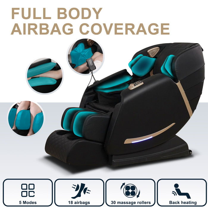 Full Body Massage Chair With Zero Gravity Recliner, With Two Control Panel: Smart Large Screen & Rotary Switch, Spot Kneading And Heating