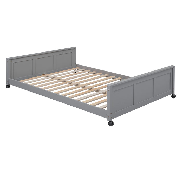 Full Over Full Bunk Bed With Desk, Gray