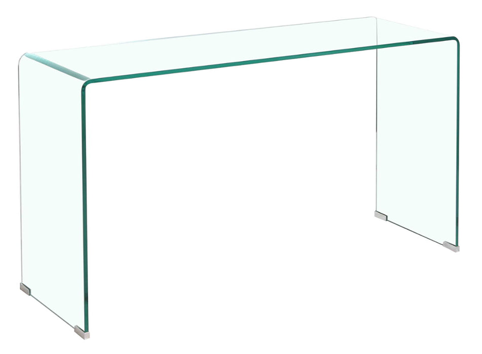Glass Console Table, Transparent Tempered Glass Console Table With Rounded Edges Desks, Sofa Table