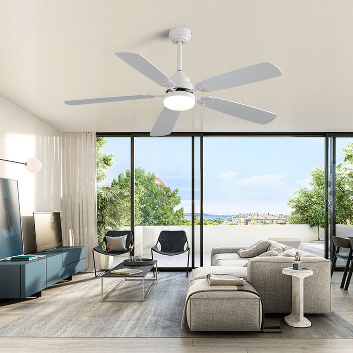 Indoor Modern Ceiling Fan With Dimmable 6 Speed Wind 5 Plywood Blades Remote Control Reversible Dc Motor With LED Light