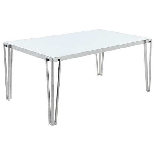 Pauline - Rectangular Dining Table With Metal Leg - White And Chrome Unique Piece Furniture