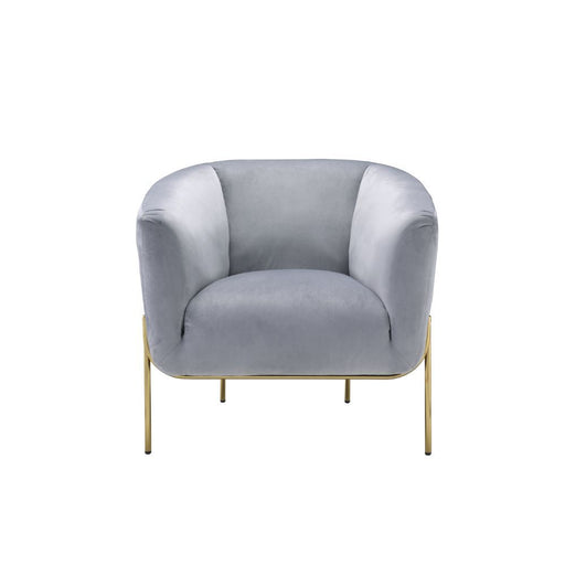 Carlson - Accent Chair - Gray Velvet & Gold Unique Piece Furniture