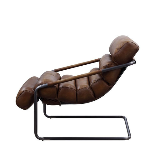 Dolgren - Accent Chair - Sahara Top Grain Leather & Matt Iron Finish Unique Piece Furniture