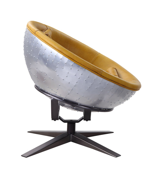 Brancaster - Accent Chair - Turmeric Top Grain Leather & Aluminum Unique Piece Furniture