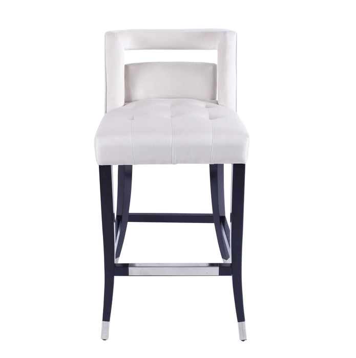 Suede Velvet Barstool With Nailheads Dining Room Chair (Set of 2) - 30" Seater Height - Cream