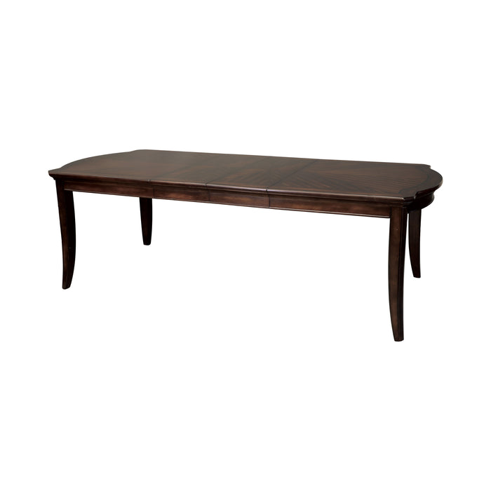 Cherry Finish Formal Dining Table 1 Piece Lovely Veneer Pattern 2X Extension Leaf Contemporary Dining Furniture