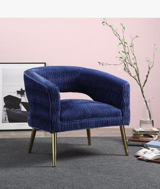 Aistil - Accent Chair - Blue Velvet & Gold Finish Unique Piece Furniture