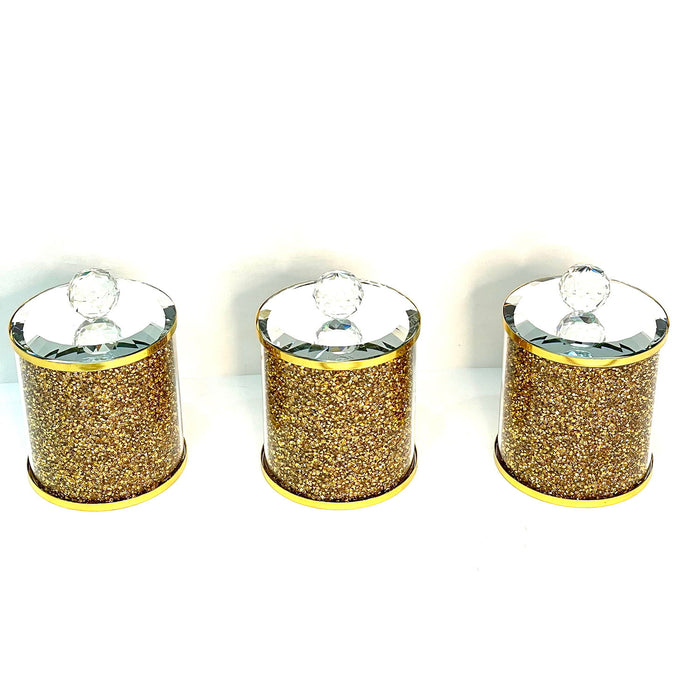 Ambrose Exquisite Three Glass Canister Set In Gift Box Gold