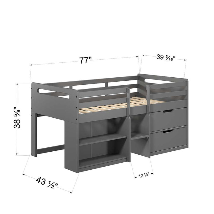 Fabiana - Twin Loft Bed - Gray Finish Unique Piece Furniture