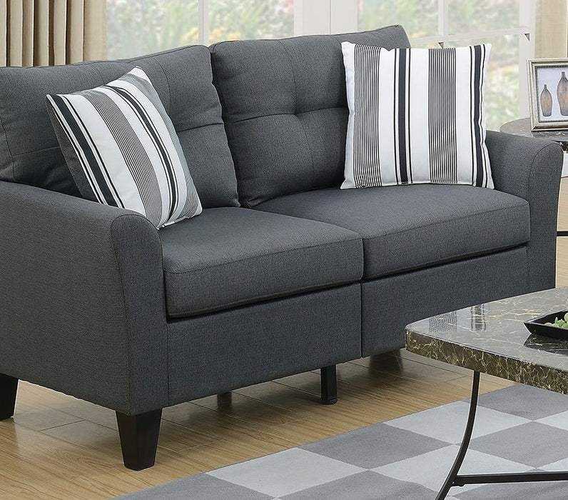 Living Room Furniture 2 Pieces Sofa Set Sofa And Loveseat Charcoal Glossy Polyfiber Plywood Solid Pine