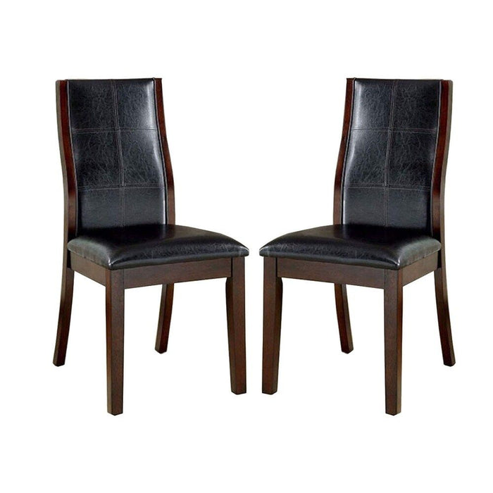 Transitional Dining Room Side Chairs (Set of 2) Pieces Chairs Only Brown Cherry Unique Curved Back Espresso Leatherette Padded Seat