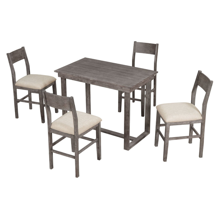 Top max Farmhouse Counter Height 5 Piece Dining Table Set With 1 Rectangular Dining Table And 4 Dining Chairs For Small Places, Gray