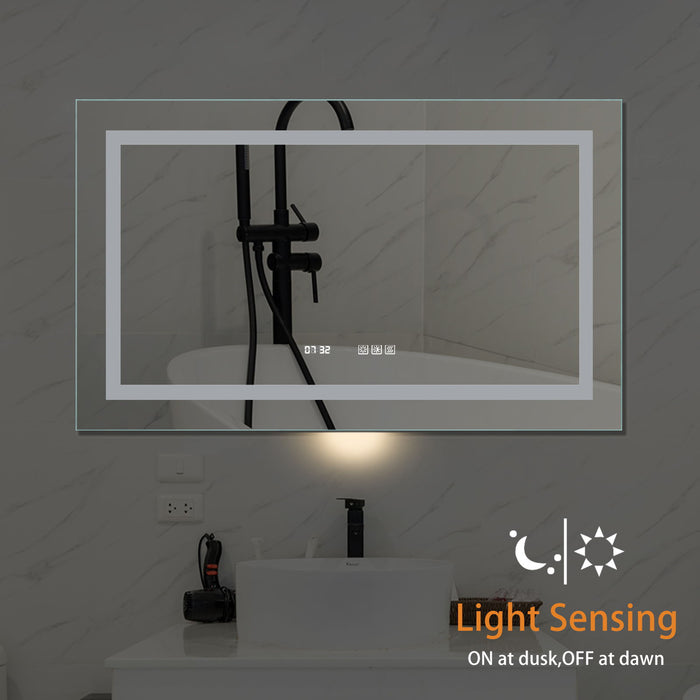 24'' x 40'' LED Lighted Bathroom Mirror Cabinet With Light-Sensor Night Light - Anthracite