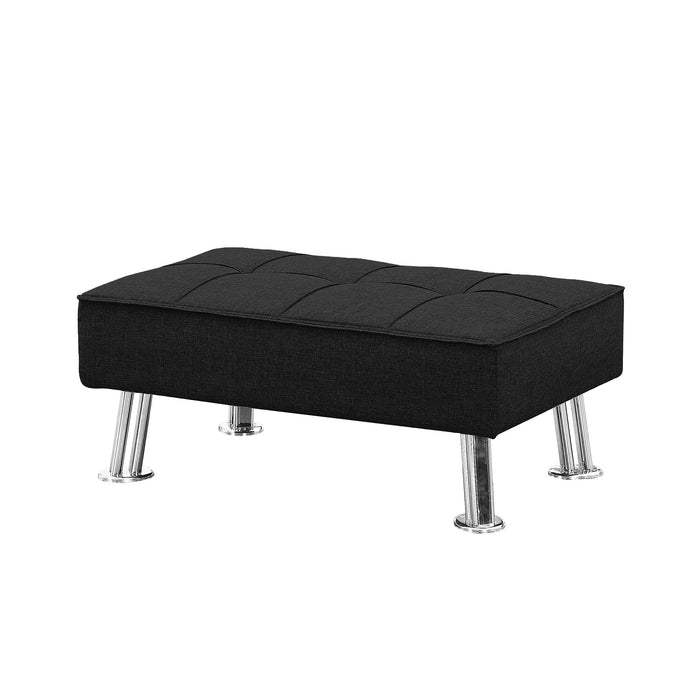 Modern Fabric Single Sofa Bed With Ottoman, Convertible Folding Futon Chair, Lounge Chair Set With Metal Legs - Black