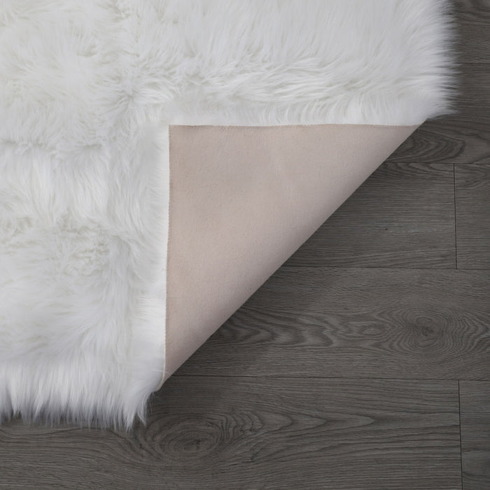 Cozy Collection Ultra Soft Fluffy Faux Fur Sheepskin Area Rug In White
