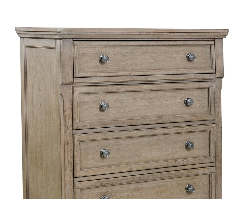 Bedroom Chest 1 Piece Wire Brushed Gray Finish Birch Veneer Drawers With Ball Bearing Glides Transitional Furniture