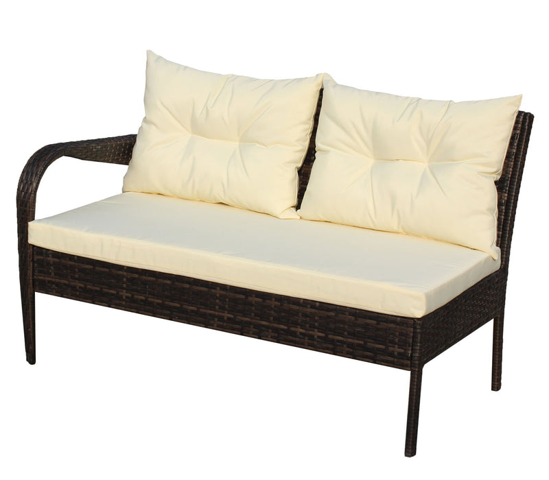 Outdoor Patio Sets (Set of 2) Conversation Set Wicker Ratten Sectional Sofa With Seat Cushions (Beige Cushion)