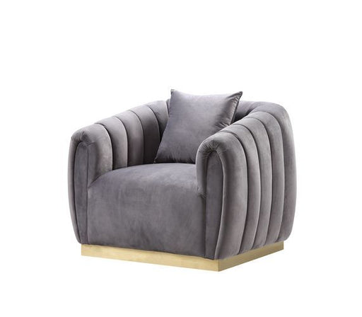 Elchanon - Chair - Gray Velvet & Gold Finish - 30" Unique Piece Furniture