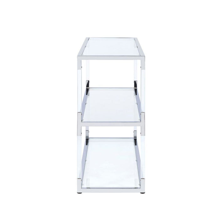 Raegan - TV Stand - Clear Acrylic, Chrome & Clear Glass Unique Piece Furniture