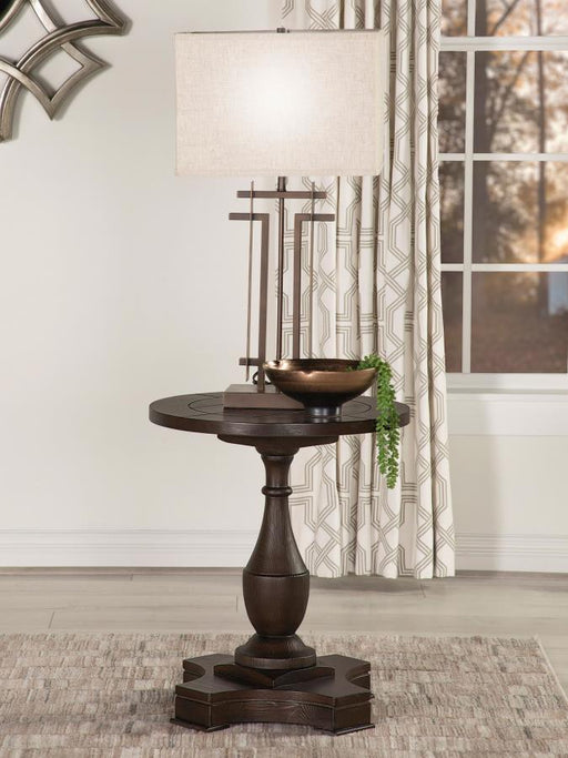 Morello - Round End Table With Pedestal Base - Coffee Unique Piece Furniture