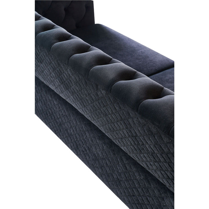 Modern Tufted Velvet Sofa For Living Room Black Color