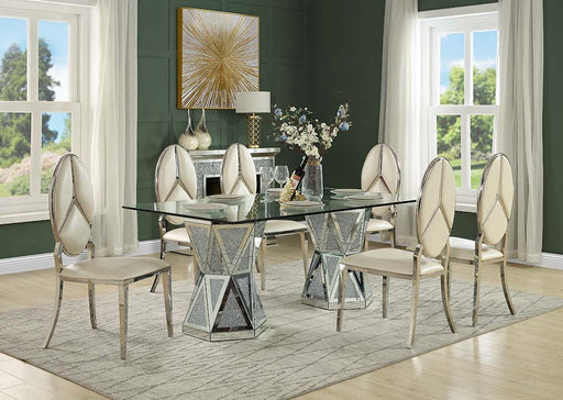 Noralie - Dining Table - Mirrored - Glass Unique Piece Furniture