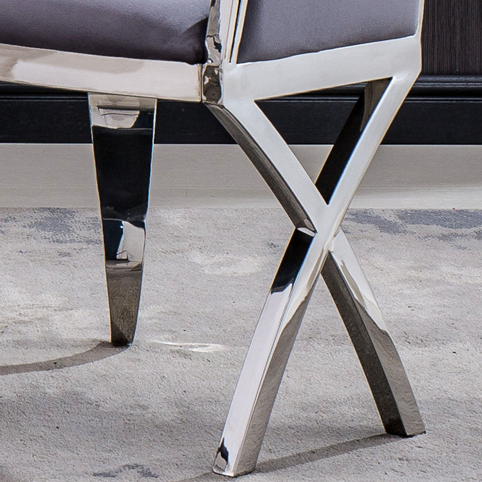 Unique Design Backrest Dining Chair With Stainless Steel Legs (Set of 2)