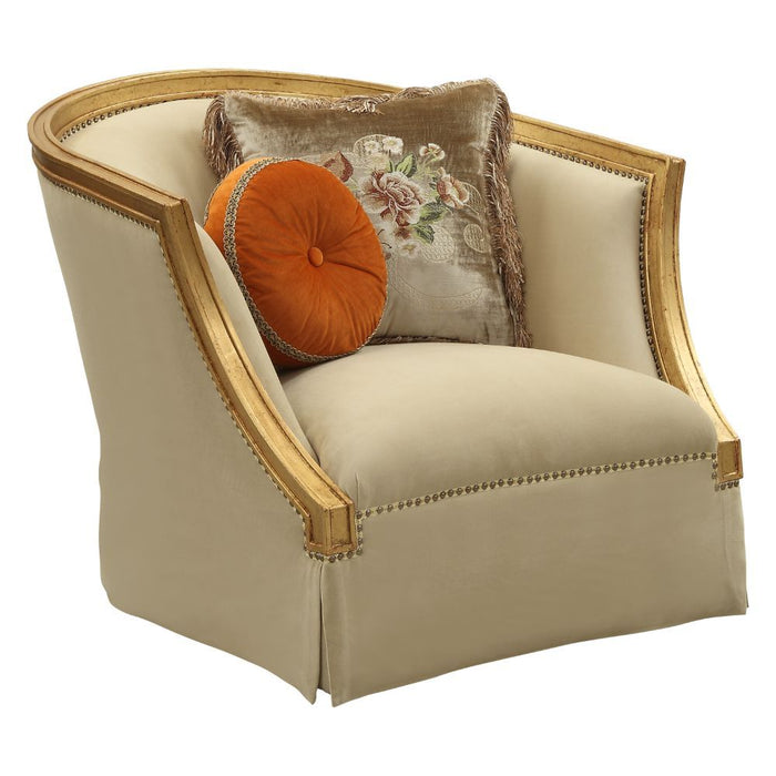 Daesha - Chair - Tan Flannel & Antique Gold Unique Piece Furniture