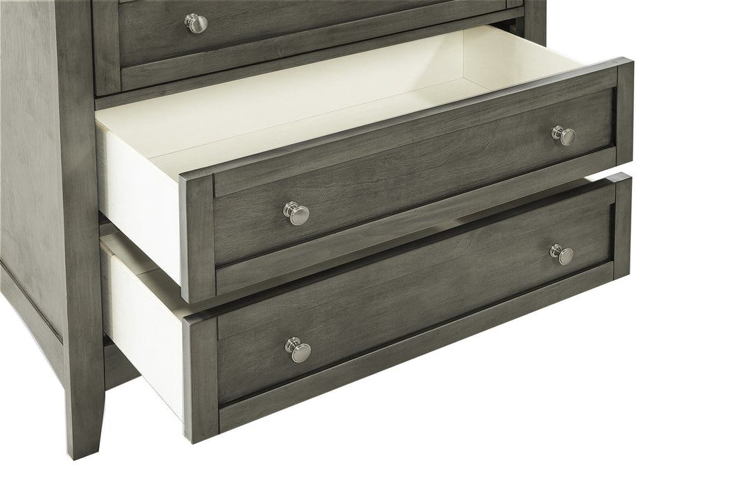 Cool Gray Finish 1 Piece Chest Of Drawers Nickel Tone Knobs Transitional Style Bedroom Furniture