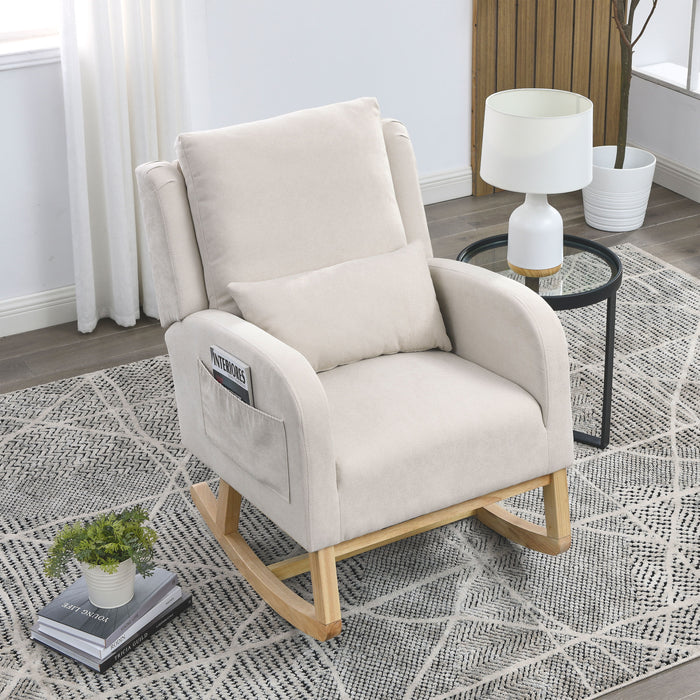 Welike 27.5 "W Modern Accent High Back Living Room Casual Armchair Rocker With One Lumbar Pillow, Two Side Pockets