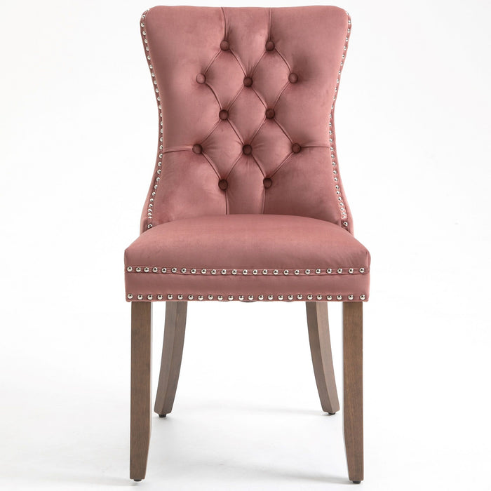 Upholstered Button Tufted Back Dining Chair (Set of 2) - Pink