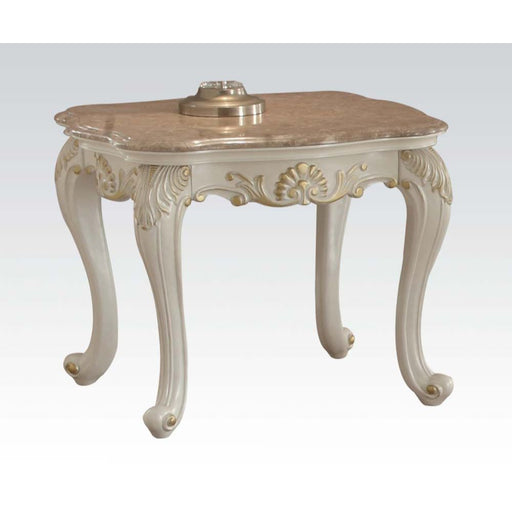 Chantelle - End Table - Marble & Pearl White Unique Piece Furniture