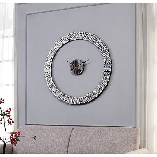 Kachina - Wall Clock - Mirrored & Faux Gems - 39" Unique Piece Furniture