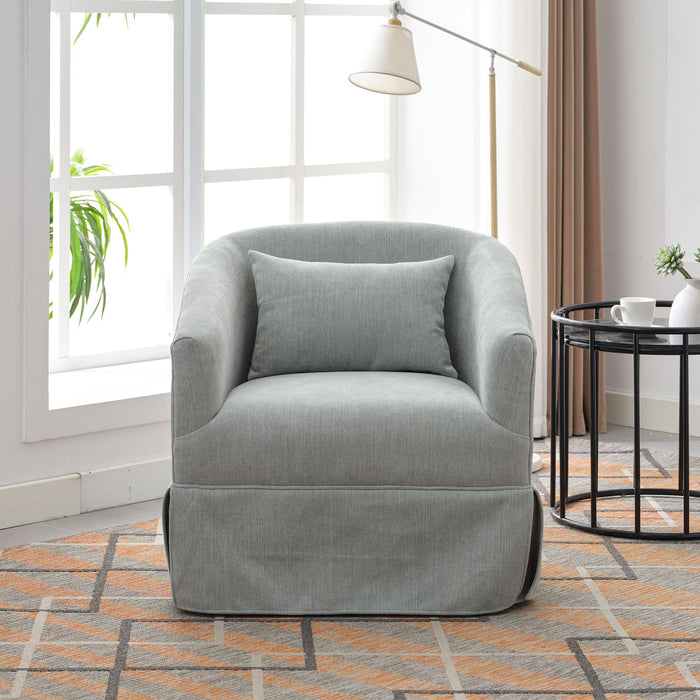 360 Degree Swivel Accent Armchair Linen Blend Orange Mint Green