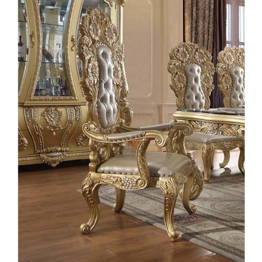 Cabriole - Arm Chair (Set of 2) - Light Gold PU & Gold Finish Unique Piece Furniture