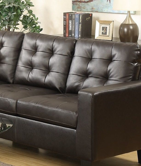 Modular Sectional Espresso Faux Leather 4 Pieces Sectional Sofa LAF And RAF Loveseats Corner Wedge Armless Chair Tufted Cushion Couch
