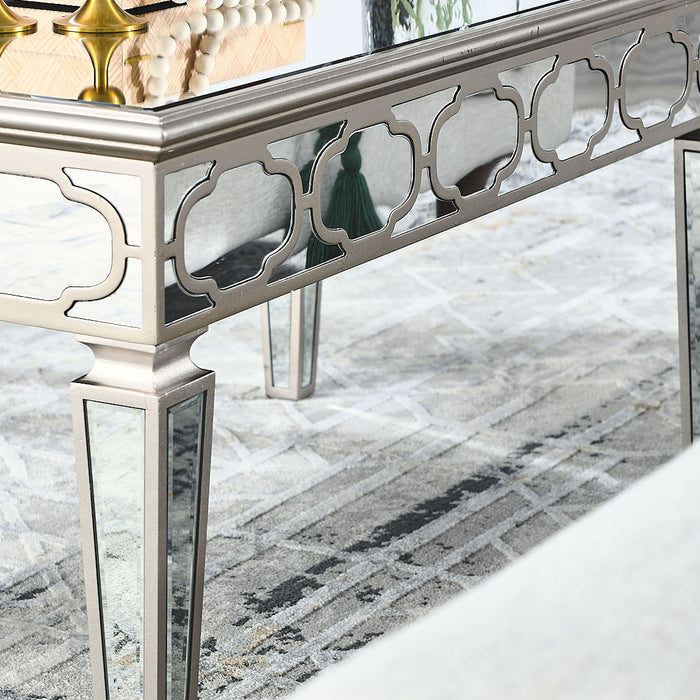 Elegant Shiny Silver Mirror Coffee Table, Cocktail Table