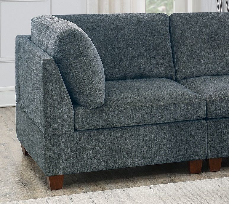 1 Piece Corner Wedge Gray Chenille Fabric Modular Corner Wedge Sofa Living Room Furniture