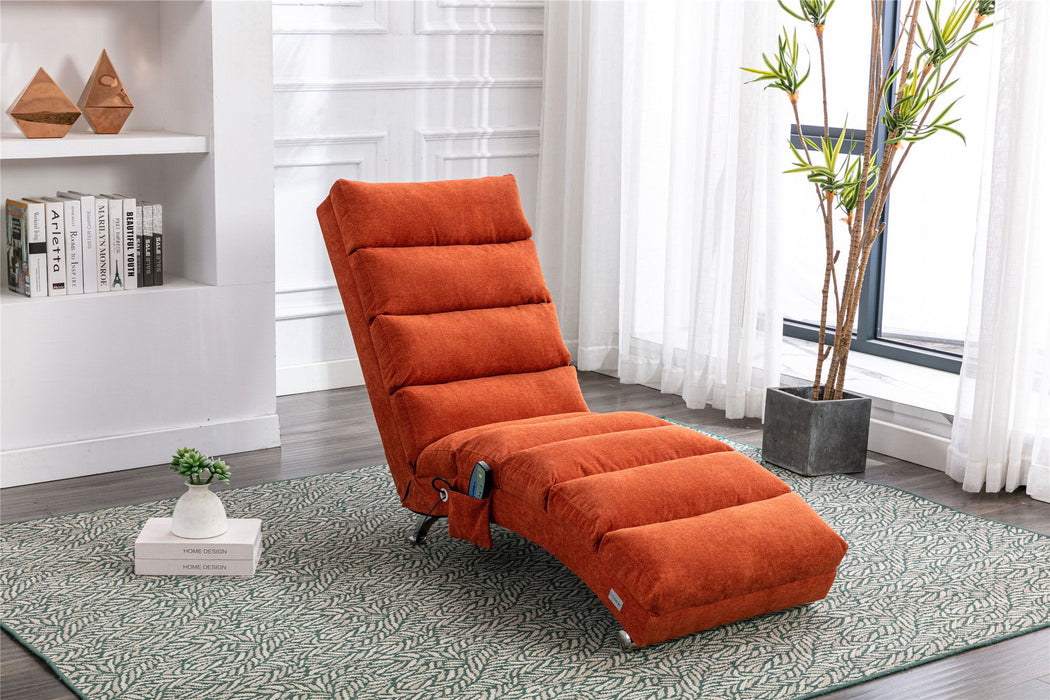 Coolmore Linen Chaise Lounge Indoor Chair, Modern Long Lounger For Office - Orange