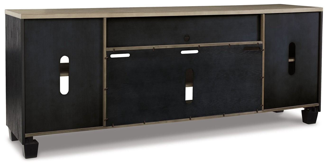 Foyland - Black / Brown - Xl TV Stand W/Fireplace Option Unique Piece Furniture