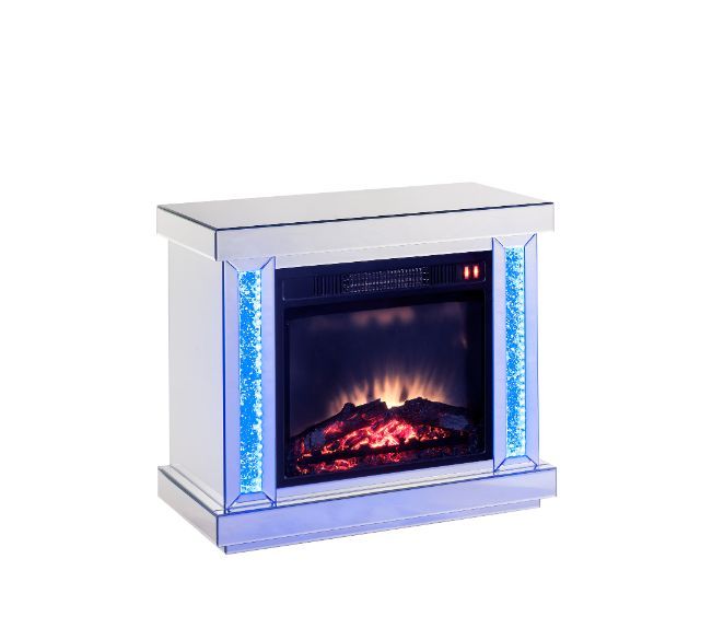 Noralie - Fireplace - Led, Mirrored & Faux Diamonds Unique Piece Furniture