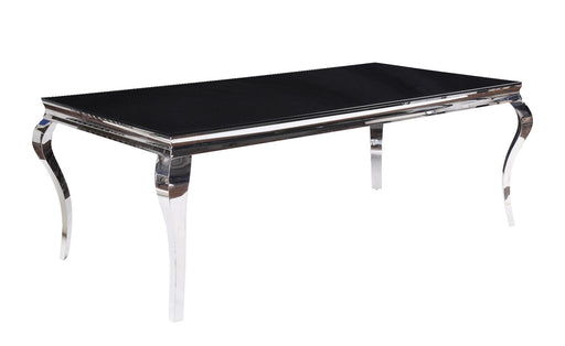 Fabiola - Dining Table - Stainless Steel & Black Glass Unique Piece Furniture