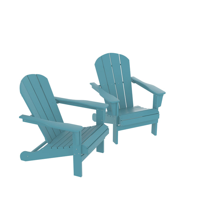 Hdpe Adirondack Chair, Fire Pit Chairs, Sand Chair, Patio Outdoor Chairs, Dpe Plastic Resin Deck Chair, Lawn Chairs, Adult Size, Weather Resistant For Patio / Backyard / Garden, Blue, (Set of 2)