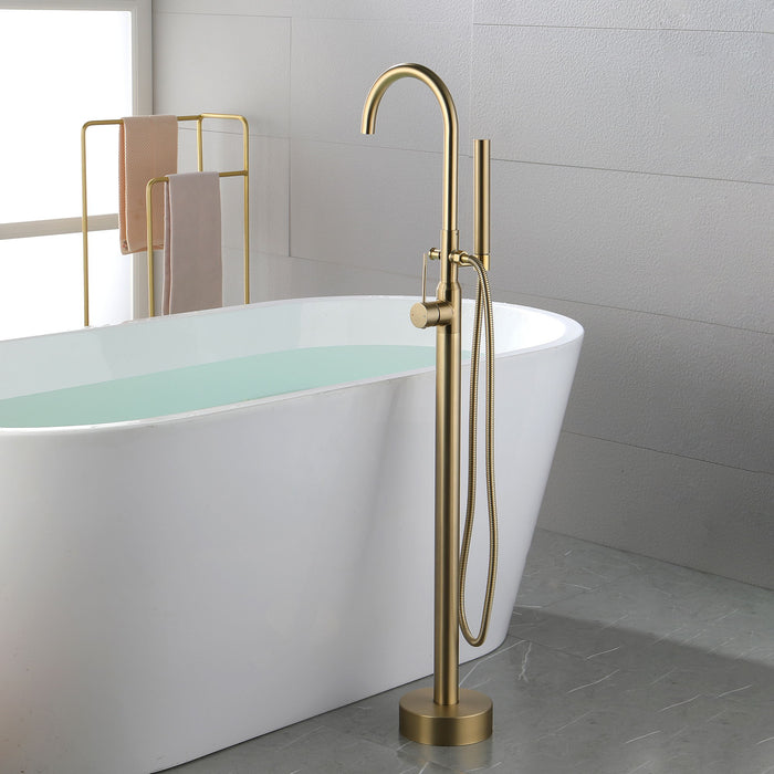 Single Handle Floor Mounted Clawfoot Tub Faucet - Gold