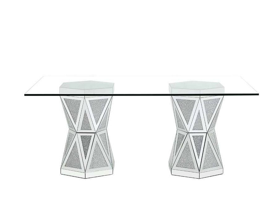 Noralie - Dining Table - Mirrored - Glass Unique Piece Furniture